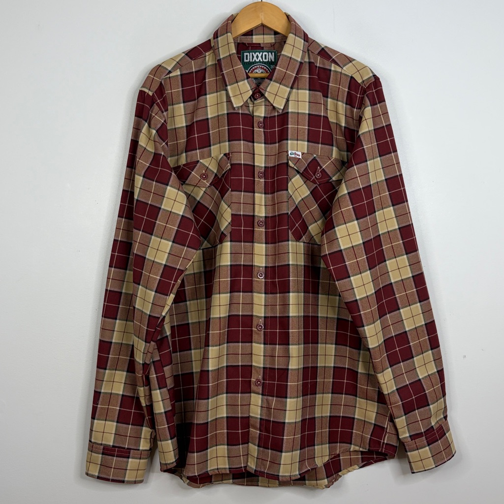 Dixxon Flannel Shirt Mens 2xt Beige Red Plaid Red Green Show Possum Long Sleeve